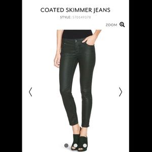 White House/Black Market Green Coated Skimmer Pant